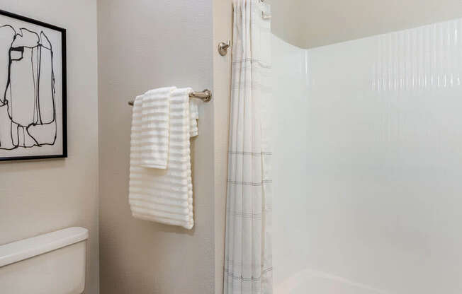 A white toilet sits next to a glass shower door in a bathroom.