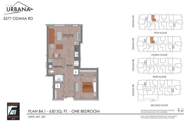 1 bed, 1 bath, 630 sqft, $1,500, Unit 507