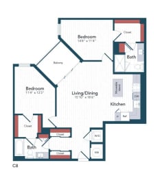 2 beds, 2 baths, 1,139 sqft, $3,200