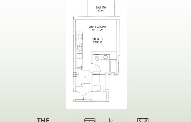 Studio, 1 bath, 418 sqft, $1,900, Unit 952-801