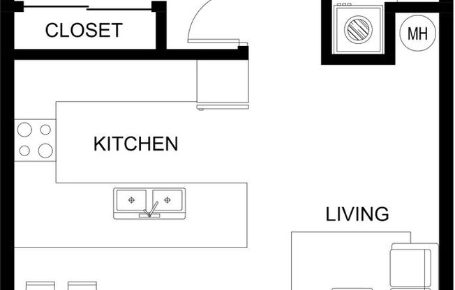 1 bed, 1 bath, 650 sqft, $2,060, Unit 103