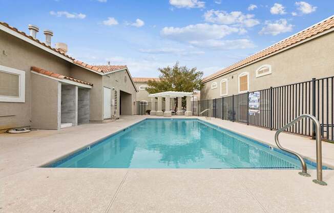 A swimming pool in a residential area.