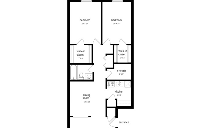 2 beds, 1 bath, 1,045 sqft, $1,750, Unit 8103-14