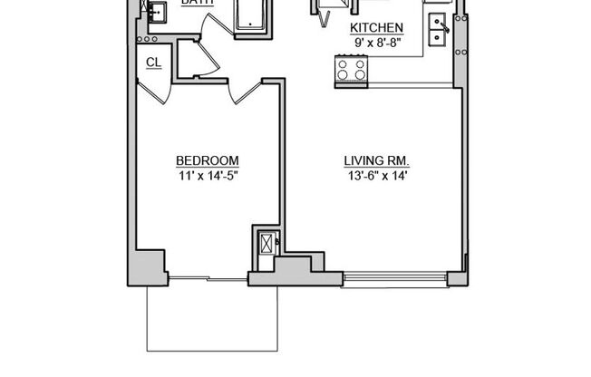 1 bed, 1 bath, 550 sqft, $1,475, Unit 1201