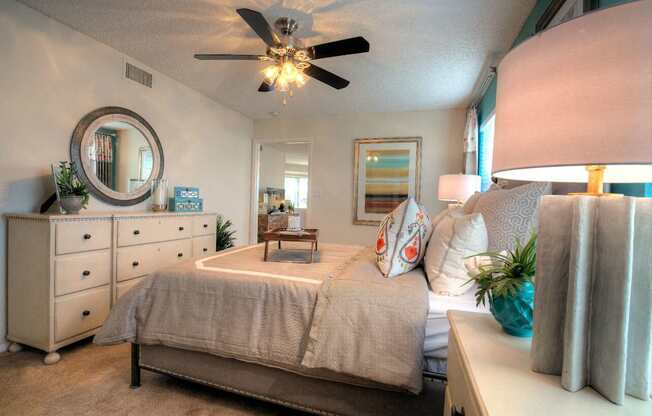 Soft on the feet, there is wall-to-wall carpeting in all bedrooms.