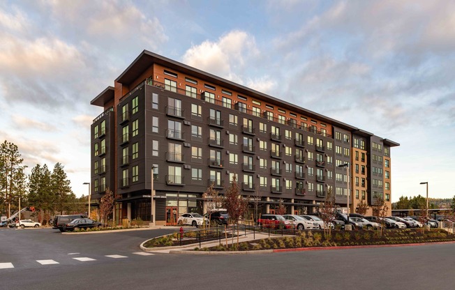 angled exterior of of the hixon apartment building