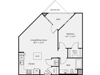 1 bed, 1 bath, 754 sqft, $2,410