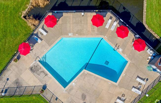 Pool Drone View at Hillsborough Apartments, Roseville, 55113