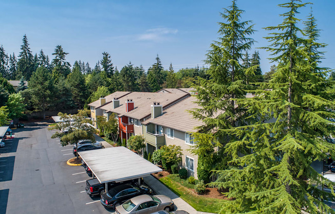 a view of a building with cars parked in a parking lot at Quartz Creek, Washington