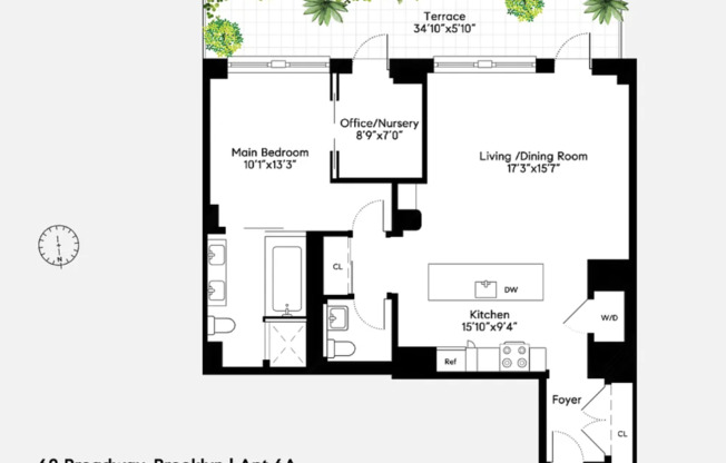 1 bed, 1.5 baths, 1,023 sqft, $6,875, Unit 6A