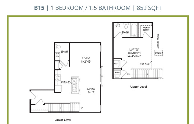 1 bed, 1.5 baths, 859 sqft, $1,385, Unit 614-313