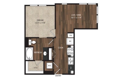 1 bed, 1 bath, 642 sqft, $2,407