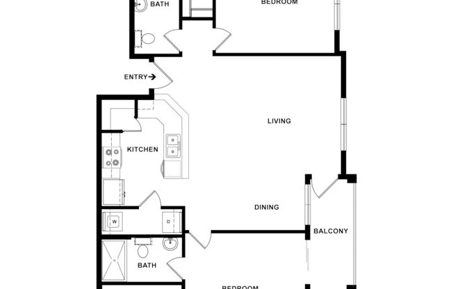2 beds, 2 baths, 1,170 sqft, $1,495