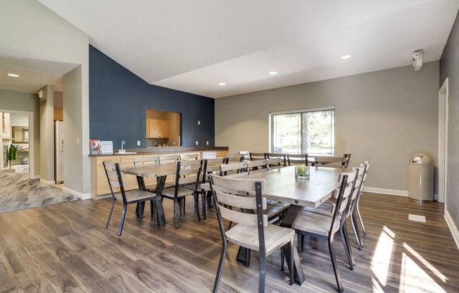 Tables in the clubhouse for resident functions at Southwind Villas in southwest Omaha in La Vista, NE, 68128