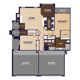 2 beds, 2 baths, 1,355 sqft, $2,046