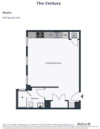 Studio, 1 bath, 556 sqft, $1,799