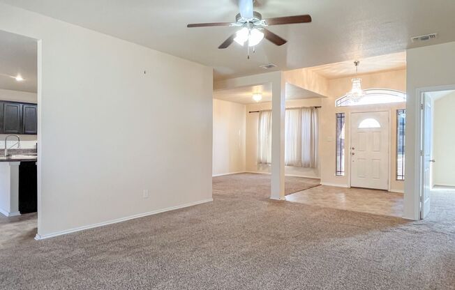 Available NOW  This charming 1 story, 3 bedroom, 2 bath house could be your next home! Beautiful carpet and tile flooring throughout. Large master bedroom suite includes master bath and walk in closet. Washer/dryer utility room is located near the kitchen