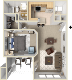 1 bed, 1 bath, 690 sqft, $1,494