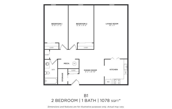 2 beds, 1 bath, 1,078 sqft, $1,184