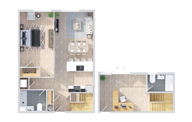 1 bed, 2 baths, 1,278 sqft, $2,475, Unit 412