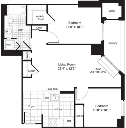 2 beds, 1 bath, 825 sqft, $3,401, Unit 0907