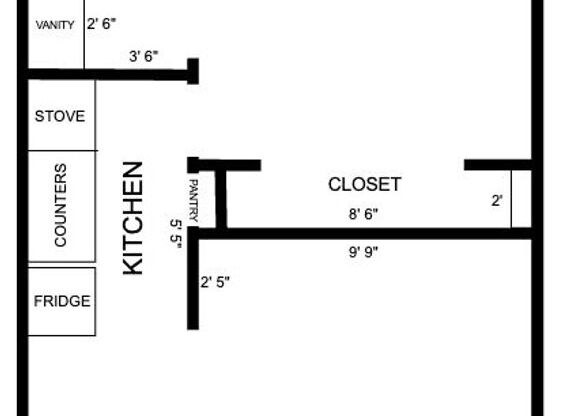 1 bed, 1 bath, 430 sqft, $835, Unit 707-1