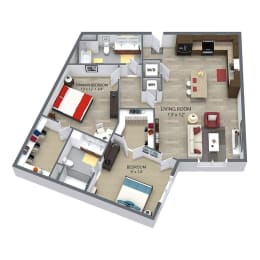 2 beds, 2 baths, 1,101 sqft, $2,386