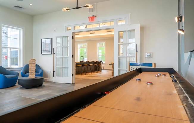 Game Room Including Shuffle Board and Jenga