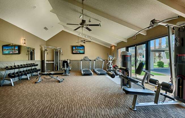 Apartments for Rent in McCormick Ranch AZ - Monaco at McCormick Ranch - Fitness Center with Treadmills, Weights, and Bicycle
