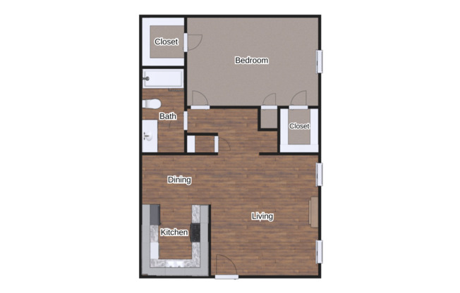 1 bed, 1 bath, 740 sqft, $745