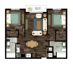 2 beds, 2 baths, 1,131 sqft, $2,406