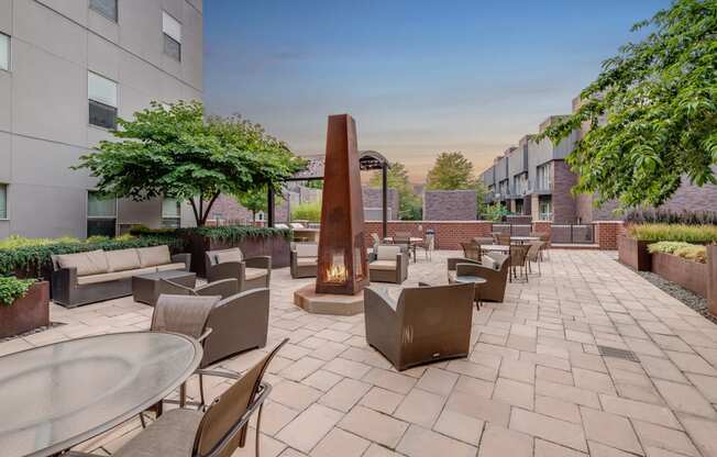 Outdoor Lounge with Fire Pit at The Manhattan Tower and Lofts, Denver, 80202