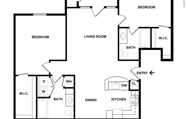 2 beds, 2 baths, 1,214 sqft, $1,519
