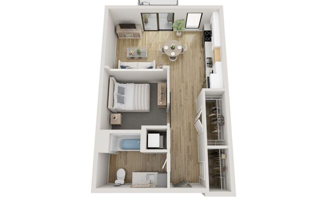 Studio, 1 bath, 573 sqft, $1,095, Unit 413