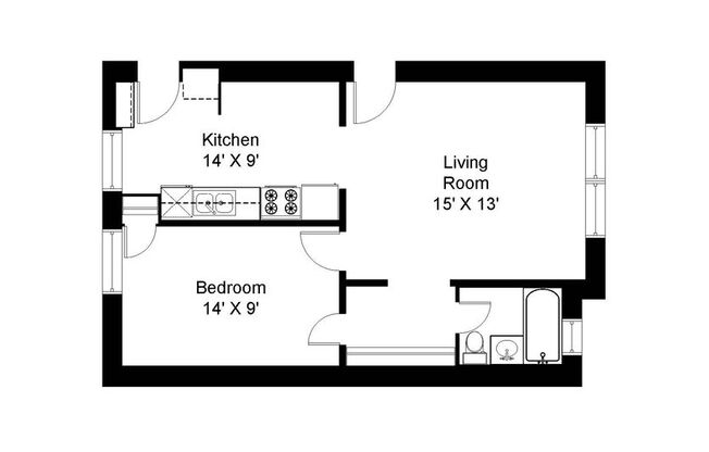 1 bed, 1 bath, 460 sqft, $1,875, Unit 4600-3H