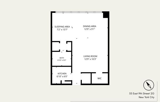 1 bed, 1 bath, 600 sqft, $4,800, Unit 2G