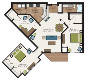 2 beds, 1 bath, 1,117 sqft, $1,750