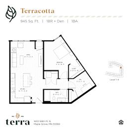 1 bed, 1 bath, 945 sqft, $1,796