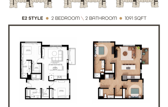 2 beds, 2 baths, 1,091 sqft, $2,795, Unit 155
