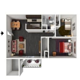 2 beds, 1 bath, 1,002 sqft, $1,217