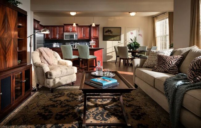 Living Area With Kitchen at Meridian West Shore, Mechanicsburg, PA