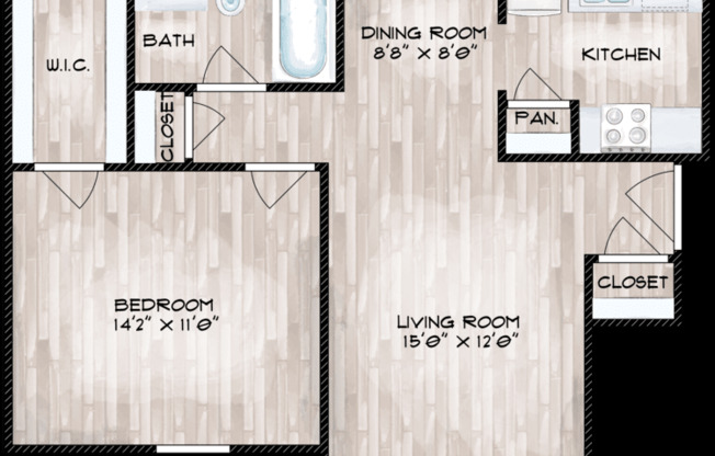 1 bed, 1 bath, 682 sqft, $954