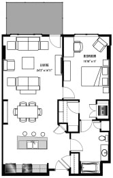 1 bed, 1 bath, 964 sqft, $1,751