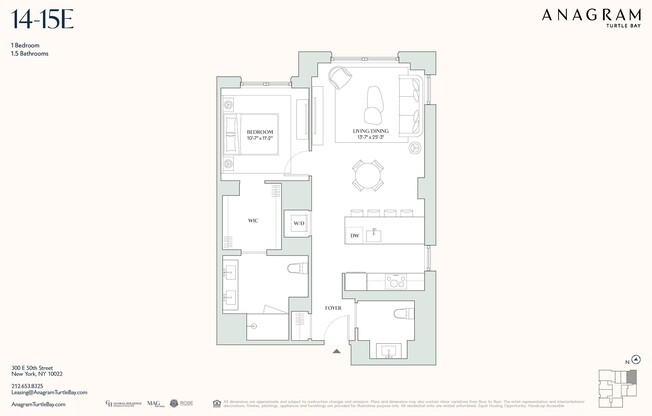 1 bed, 1.5 baths, 898 sqft, $8,739