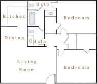 2 beds, 1.5 baths, 840 sqft, $1,199