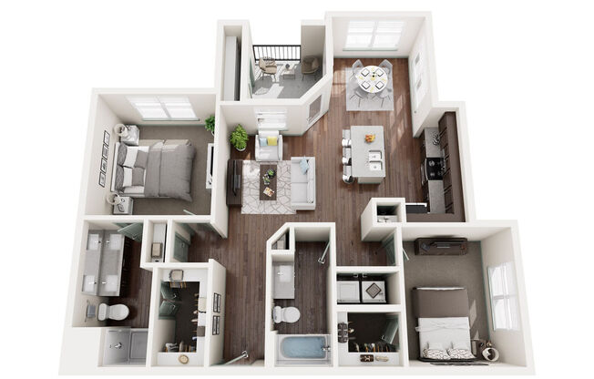 2 beds, 2 baths, 1,194 sqft, $1,294