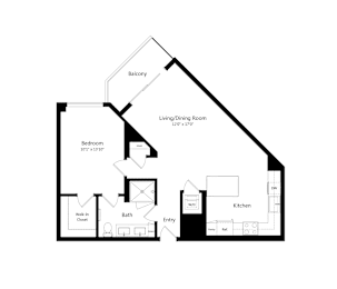 1 bed, 1 bath, 796 sqft, $2,615