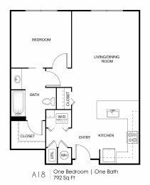 1 bed, 1 bath, 792 sqft, $1,530