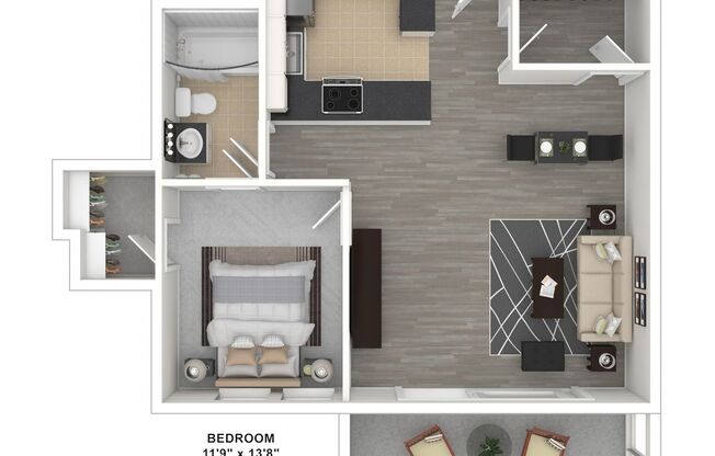 1 bed, 1 bath, 770 sqft, $1,325, Unit 701 (Renovated)