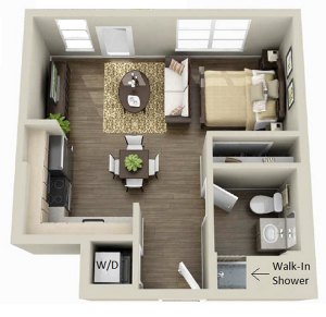 Studio, 1 bath, 435 sqft, $1,602
